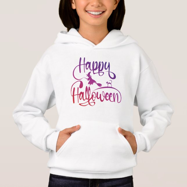 Feliz Halloween gradient voando feiticeiro (Frente)