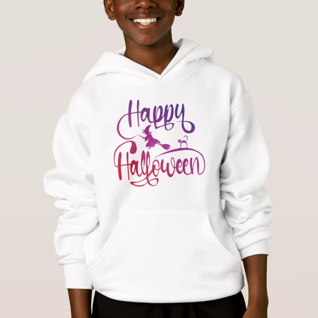 Feliz Halloween gradient voando feiticeiro (Frente)