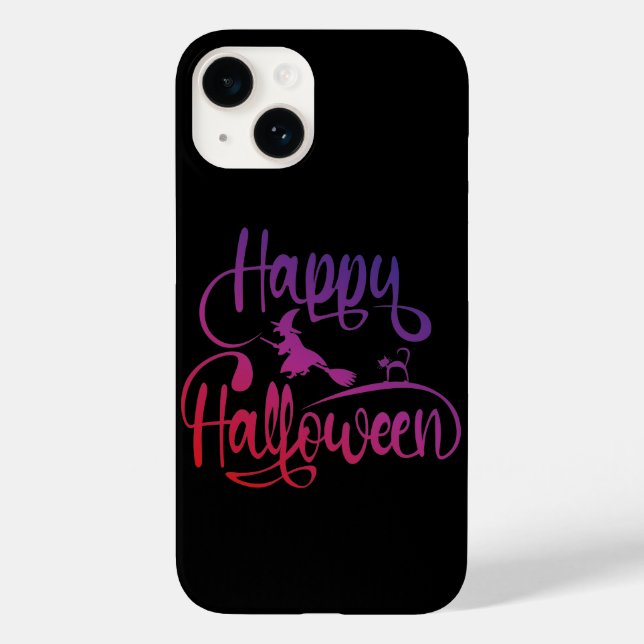 Feliz Halloween gradient voando feiticeiro (Verso)