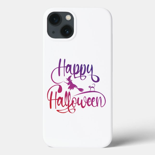 Feliz Halloween gradient voando feiticeiro (Verso)