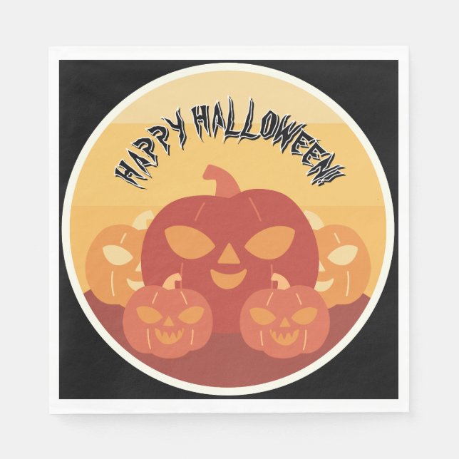 Feliz Halloween! Guardanapos de papel de abóboras (Frente)