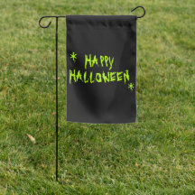 Feliz Halloween, neon verde, tipografia negra e as