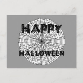 Feliz Halloween no cartão postal de texto da teia 