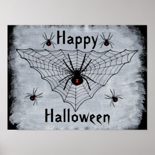 Feliz Halloween Poster Teia de Aranha Viúva Negra