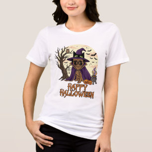 Feliz Halloween Pug Chapéu de Bruxa Caldeirão Abób