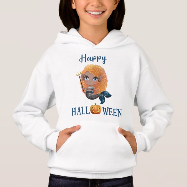 Feliz Halloween pullover hoodie Sereia pullover (Frente)
