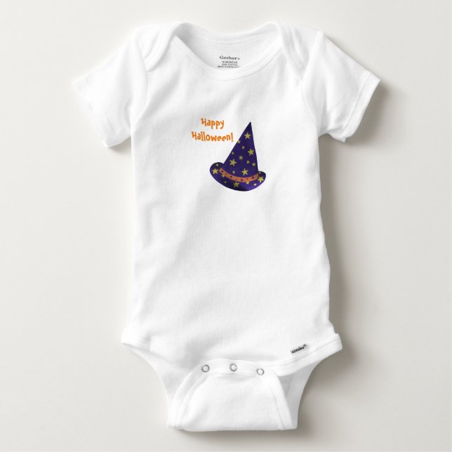 Feliz Halloween Roxo Mágico Camisas de Bebê (Frente)