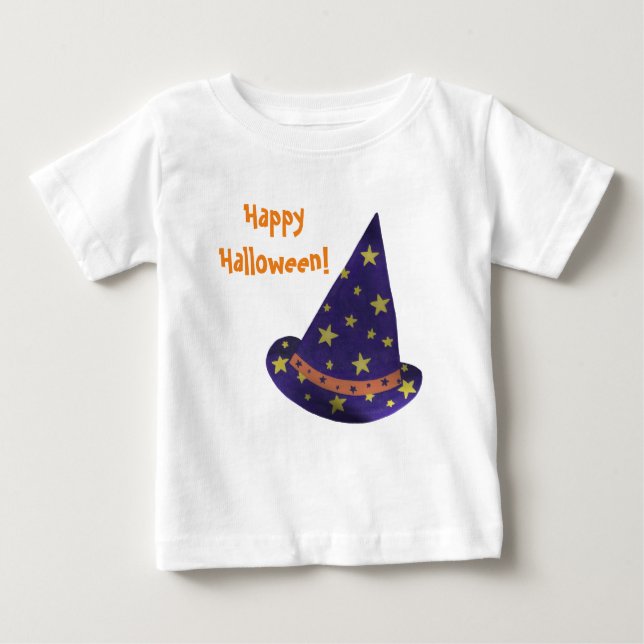 Feliz Halloween Roxo Mágico Camisas de Bebê (Frente)