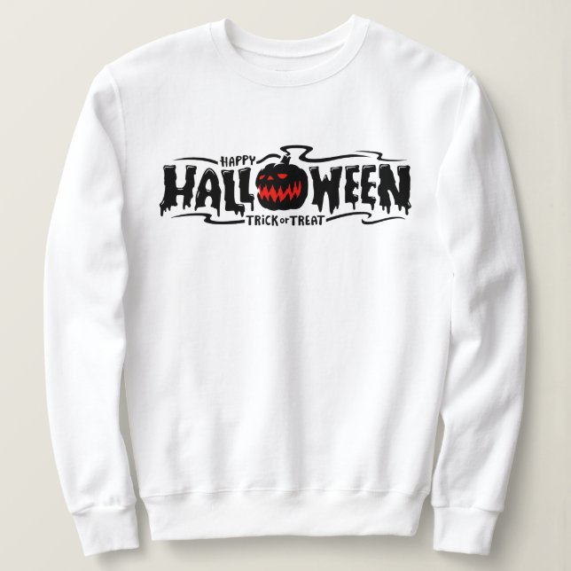 Feliz Halloween Suéter de Abóbora Assustadora Suan (Frente do Design)