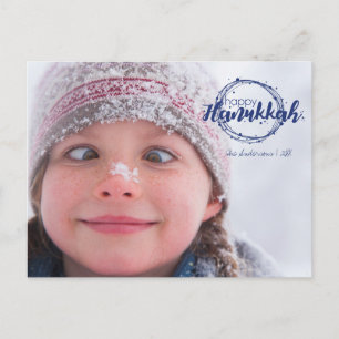 Feliz Hanukkah Bolhas de Neve Coroa Cartões Postai