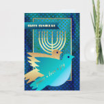 Feliz Hanukkah. Cartão de saudação personalizável<br><div class="desc">Feliz Hanukkah! Feliz Chanukah! Cartões de saudação de Chanucá personalizáveis,  com nome personalizado e saudação. Cartões e presentes disponíveis na Categoria Feriados Judeus / Hanukkah da nossa loja.</div>