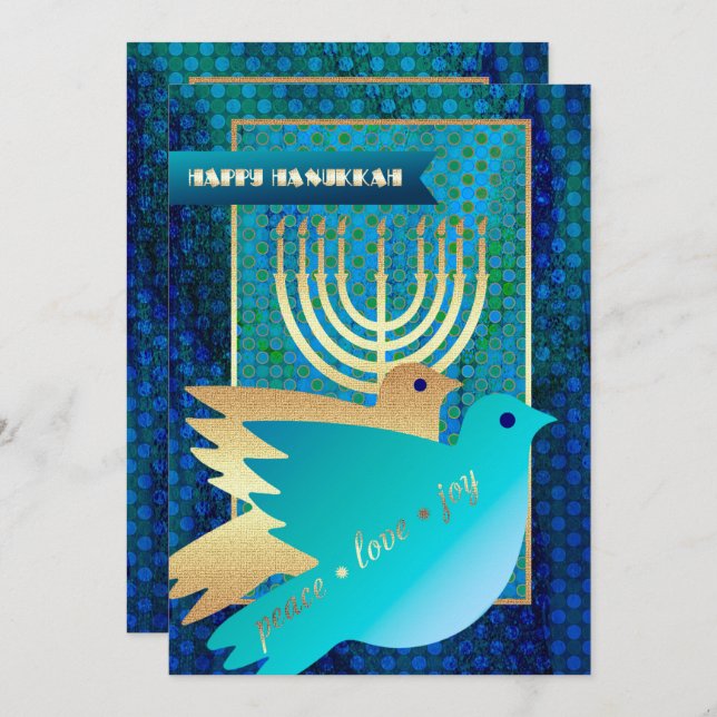 Feliz Hanukkah. Cartões de saudação personalizávei (Frente/Verso)