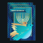 Feliz Hanukkah. Cartões de saudação personalizávei<br><div class="desc">Feliz Hanukkah! Cartões de saudação de Chanucá Personalizáveis para Design Menorah e Dove da Paz / Convites de Celebração de Chanucá com texto personalizado. Cartões de correspondência,  selos postais e outros produtos disponíveis na Categoria Feriados Judeus / Hanukkah da nossa loja.</div>