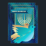 Feliz Hanukkah. Cartões de saudação personalizávei<br><div class="desc">Feliz Hanukkah! Cartões de saudação de Chanucá Personalizáveis para Design Menorah e Dove da Paz / Convites de Celebração de Chanucá com texto personalizado. Cartões de correspondência,  selos postais e outros produtos disponíveis na Categoria Feriados Judeus / Hanukkah da nossa loja.</div>