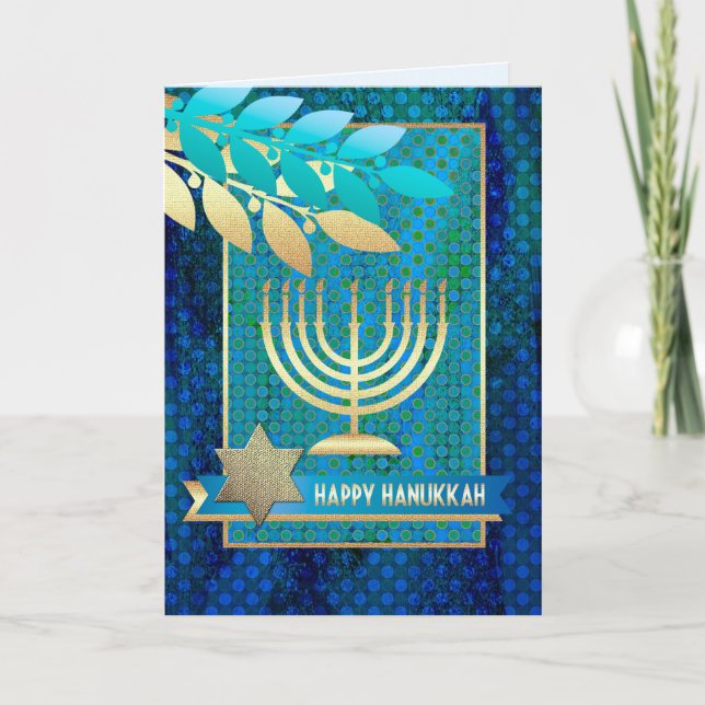 Feliz Hanukkah. Cartões de saudação personalizávei (Frente)