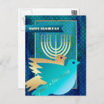 Feliz Hanukkah. Cartões postais personalizados do<br><div class="desc">Feliz Hanukkah. Elegante Festivo Menorah e Peace Doves Design com cartazes em folha de ouro. Cartões e presentes disponíveis na Categoria Feriados Judeus / Hanukkah da nossa loja.</div>