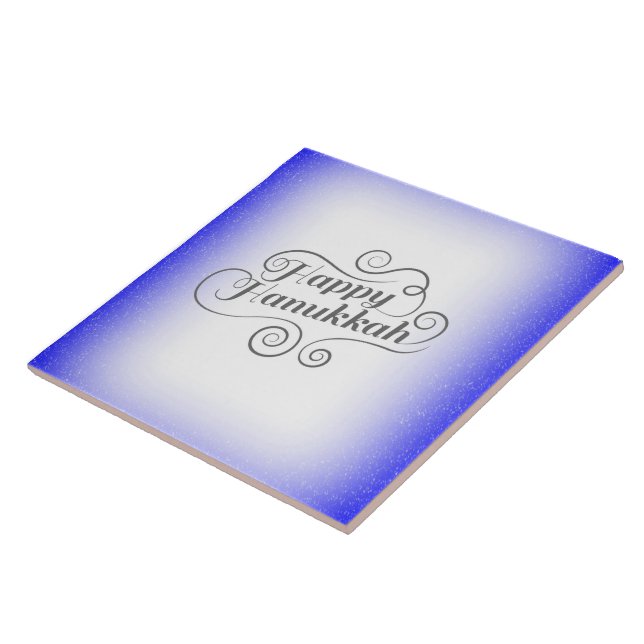 Feliz Hanukkah com fundo azul e branco de 2 tons (Lateral)