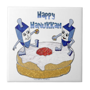 Feliz Hanukkah Dreidels Dançantes Donut de Geléia