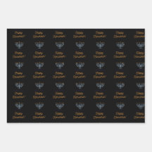 Feliz Hanukkah embrulhando folhas 3 designs difere