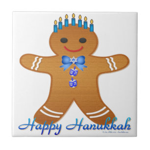 Feliz Hanukkah Gingerbread Man Menorah