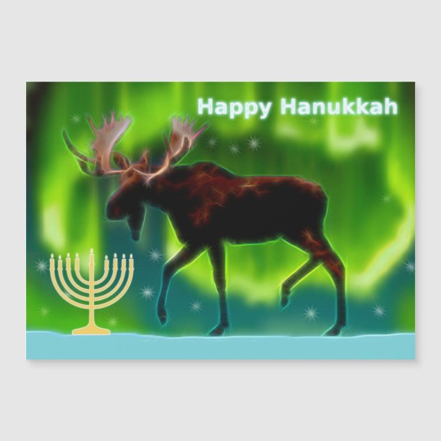 Feliz Hanukkah - Luzes do Norte Moose (Frente)