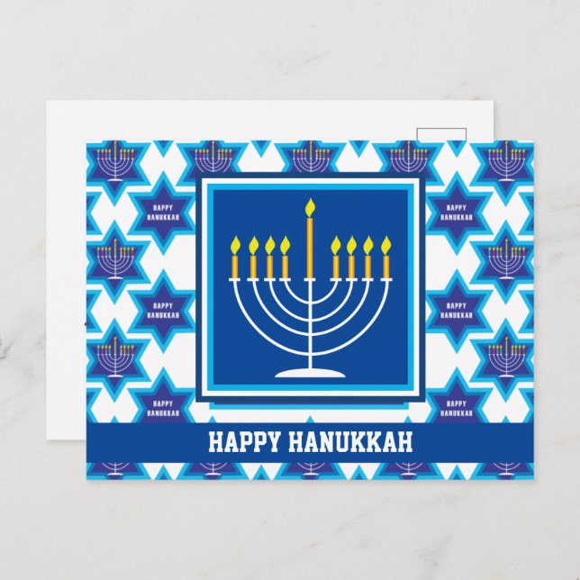 🕎 Feliz Hanukkah, Menorá, Cartão Postal personali (Frente/Verso)