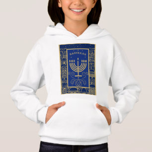 Feliz Hanukkah Menorá Dourada Feriado Judaico