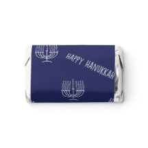 Feliz Hanukkah Menorah Blue White