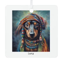 Feliz Hippie Dachshund personalizável