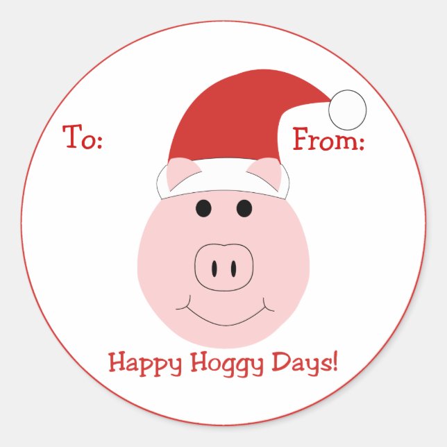 Feliz Hoggays Days etiqueta de presente de Natal (Frente)
