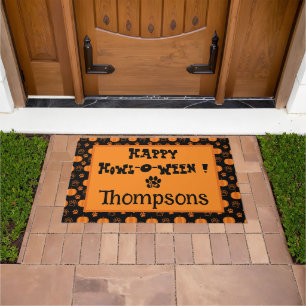 Feliz Howl-o-Ween Tapete de Porta de Halloween de 