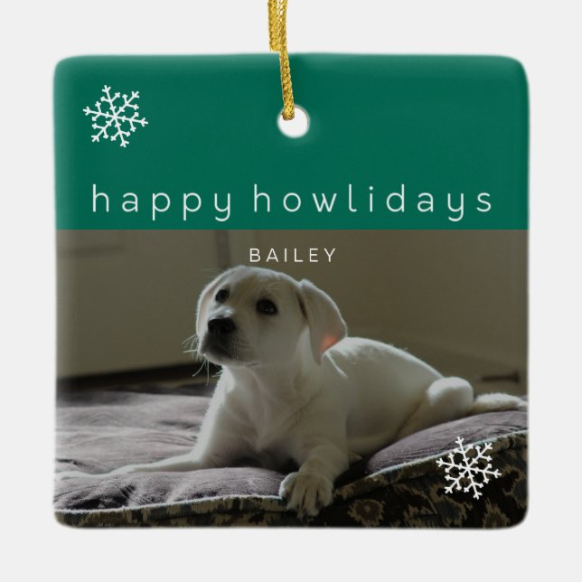 Feliz Howlidays Adicione Sua Foto de Ornamento de  (Frente)
