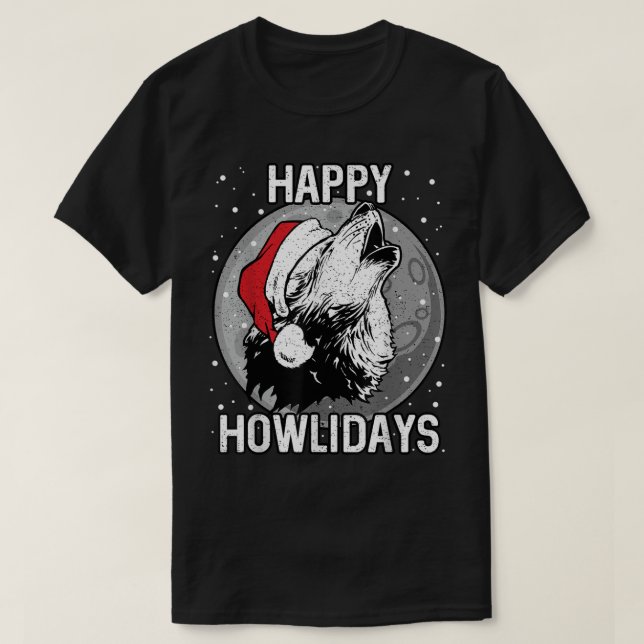Feliz Howlidays Camisa Lobo de Natal (Frente do Design)