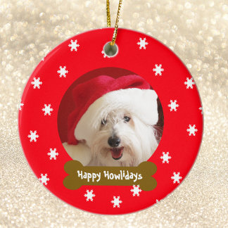 Feliz Howlidays Cão Snowflake Enfeites de natal
