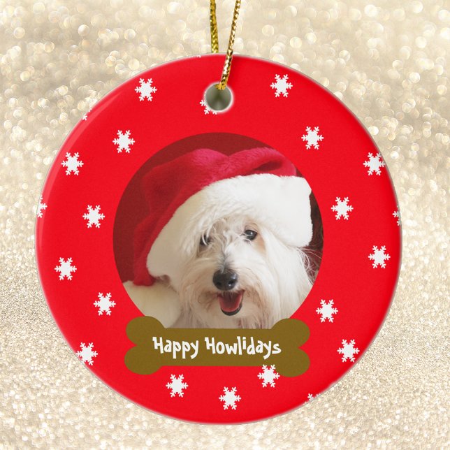Feliz Howlidays Cão Snowflake Enfeites de natal (Criador carregado)