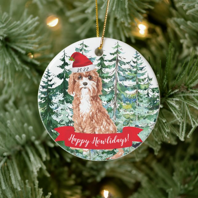Feliz Howlidays Enfeites de natal Cavapoo (Árvore)