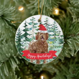 Feliz Howlidays Labradoodle Enfeites de natal