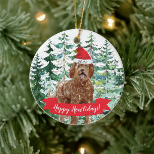 Feliz Howlidays Labradoodle Enfeites de natal