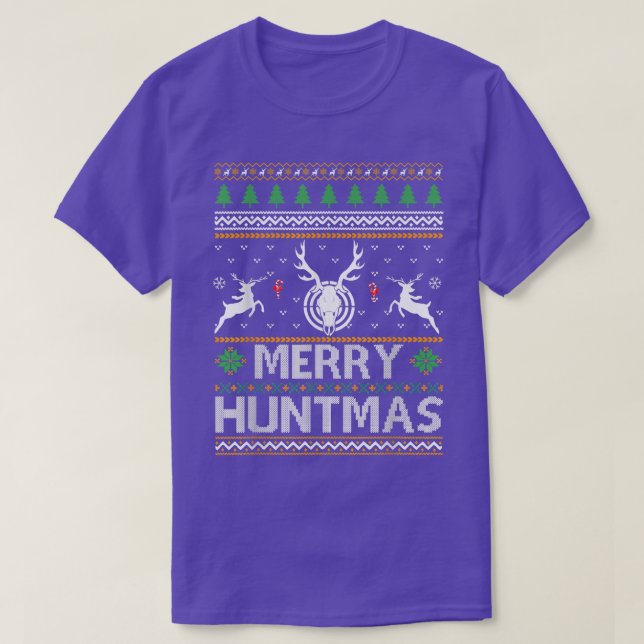 Feliz Huntmas Deer Caçando Suéter De Natal Feio (Frente do Design)