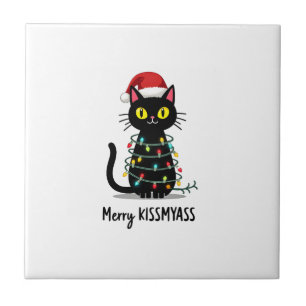 Feliz Kissmyass Gato Divertido Luzes de Natal Prem