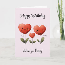 Feliz Mamãe De Aniversário, Cartão De Bebê E Pai,