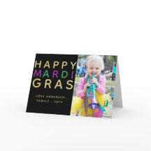Feliz Mardi Gras - Cartão com fotos da Família ADD