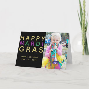 Feliz Mardi Gras - Cartão com fotos da Família ADD