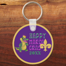 Feliz Mardi Gras Gator King Porta-chaves