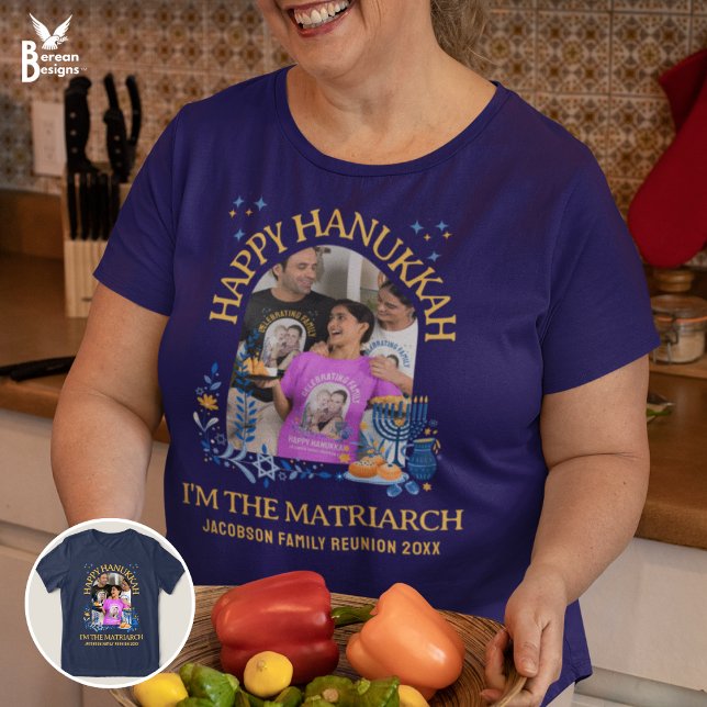 FELIZ MATRIZ DE Fotografias Personalizadas HANUKKA (Fun I'M THE MATRIARCH Hanukkah Family Reunion tees. Also matching shirts, party supplies and gifts)
