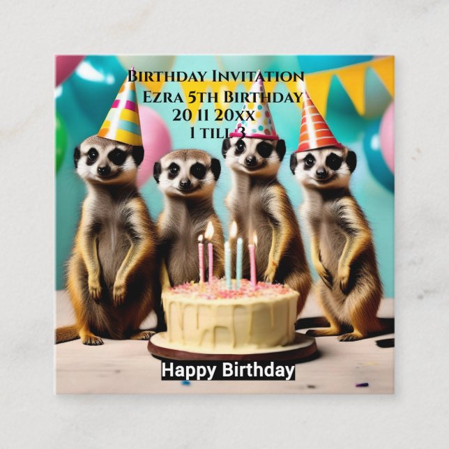 Feliz Meerkat Birthday, Convite de aniversário (Frente)
