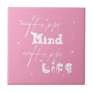 Feliz Mente Feliz Vida Azulejo Cerâmico Fofo