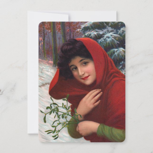 Feliz Mistletoe Maiden Convite (Frente)