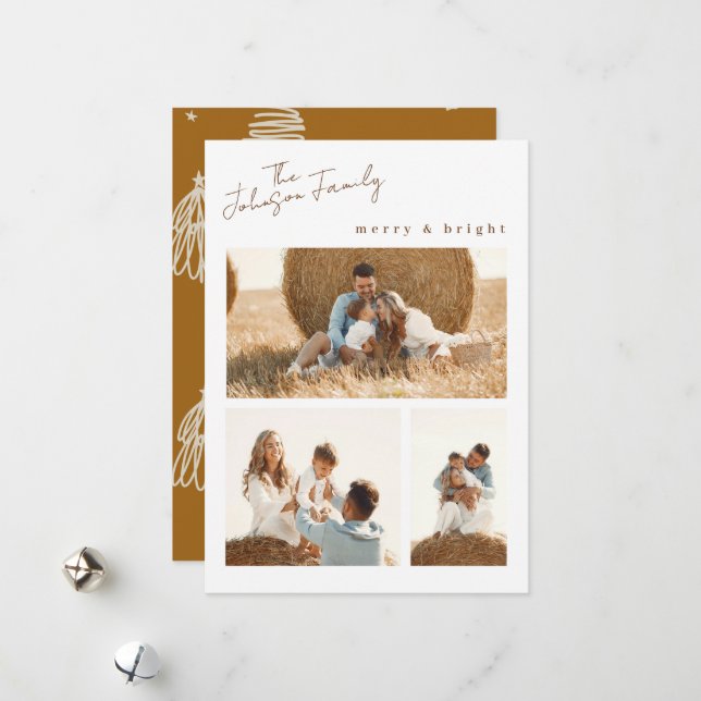 Feliz moderna e Cartão com fotos brilhante da famí (Frente/Verso In Situ)