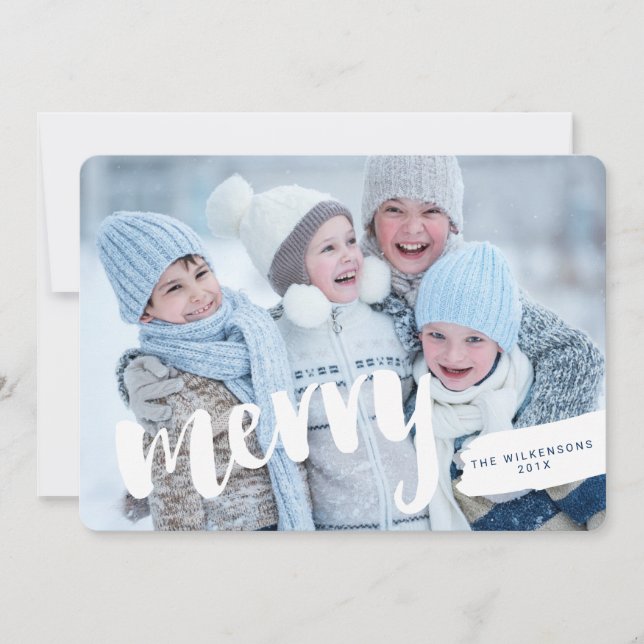 Feliz moderna - Letra Pincel Cartão com fotos Feri (Frente)